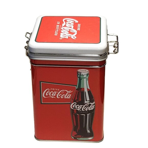 2015 Coke Coca-Cola Tin Box Company Canister Latch Top Refresh Your Guests Tin - Picture 5 of 7
